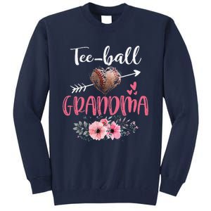 Womens Tee Ball Grandma Floral Funny Tee Ball Heart Mother's Day Tall Sweatshirt