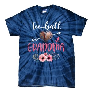 Womens Tee Ball Grandma Floral Funny Tee Ball Heart Mother's Day Tie-Dye T-Shirt