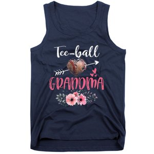 Womens Tee Ball Grandma Floral Funny Tee Ball Heart Mother's Day Tank Top