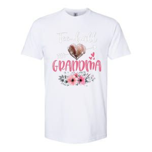 Womens Tee Ball Grandma Floral Funny Tee Ball Heart Mother's Day Softstyle CVC T-Shirt