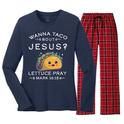 Wanna Taco Bout Jesus Cinco De Mayo Christian TShirt Women's Long Sleeve Flannel Pajama Set 