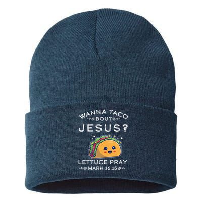 Wanna Taco Bout Jesus Cinco De Mayo Christian TShirt Sustainable Knit Beanie