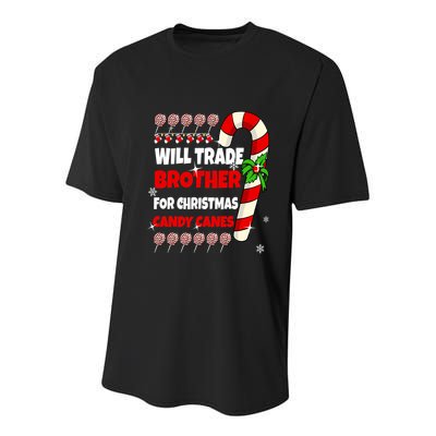Will Trade Brother For Christmas Candy Canes Sister Boy Girl Youth Performance Sprint T-Shirt