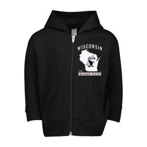 Wisconsin The Badger State Established 1848 Toddler Zip Fleece Hoodie