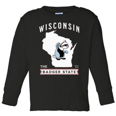 Wisconsin The Badger State Established 1848 Toddler Long Sleeve Shirt