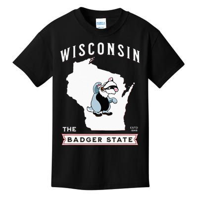 Wisconsin The Badger State Established 1848 Kids T-Shirt