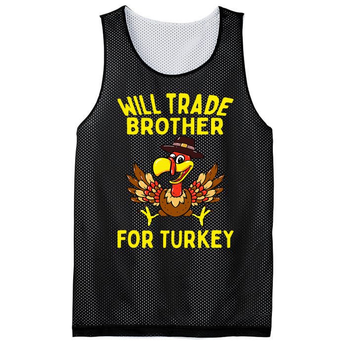 Will Trade Brother For Turkey Funny Thanksgiving Siblings Mesh Reversible Basketball Jersey Tank