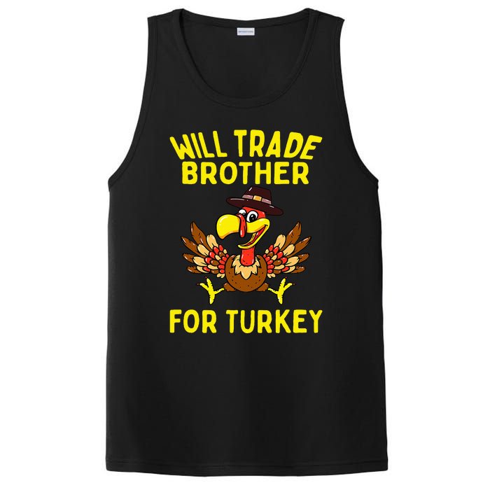 Will Trade Brother For Turkey Funny Thanksgiving Siblings PosiCharge Competitor Tank