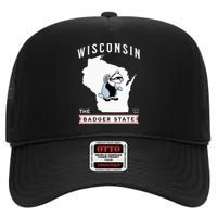 Wisconsin The Badger State Established 1848 High Crown Mesh Back Trucker Hat