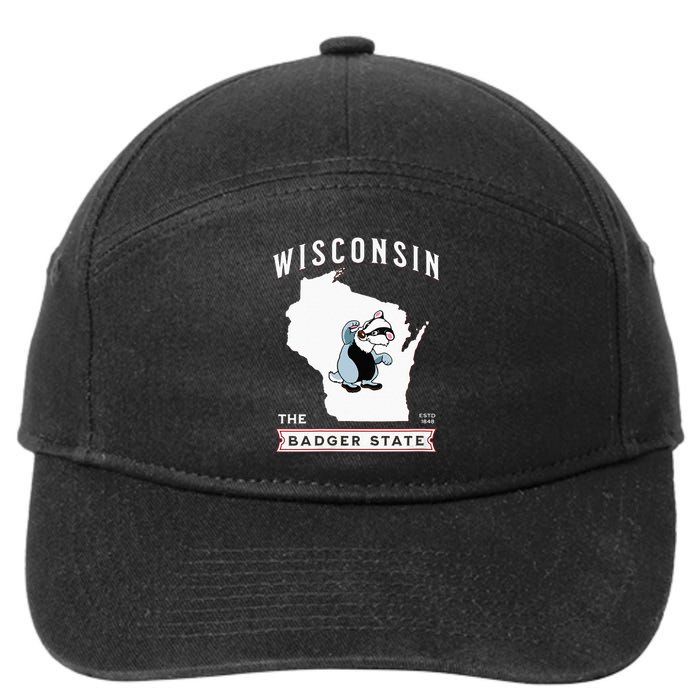 Wisconsin The Badger State Established 1848 7-Panel Snapback Hat