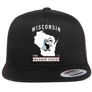 Wisconsin The Badger State Established 1848 Flat Bill Trucker Hat