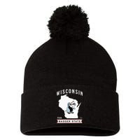 Wisconsin The Badger State Established 1848 Pom Pom 12in Knit Beanie