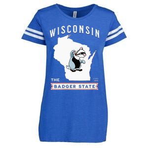 Wisconsin The Badger State Established 1848 Enza Ladies Jersey Football T-Shirt