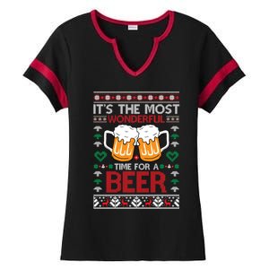 Wonderful Time Beer Ugly Christmas Sweaters Gift Ladies Halftime Notch Neck Tee