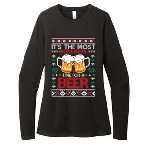 Wonderful Time Beer Ugly Christmas Sweaters Gift Womens CVC Long Sleeve Shirt