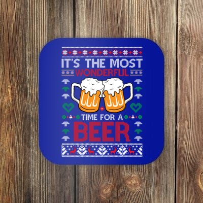 Wonderful Time Beer Ugly Christmas Sweaters Gift Coaster