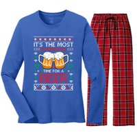 Wonderful Time Beer Ugly Christmas Sweaters Gift Women's Long Sleeve Flannel Pajama Set 