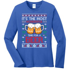 Wonderful Time Beer Ugly Christmas Sweaters Gift Ladies Long Sleeve Shirt