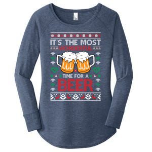 Wonderful Time Beer Ugly Christmas Sweaters Gift Women's Perfect Tri Tunic Long Sleeve Shirt