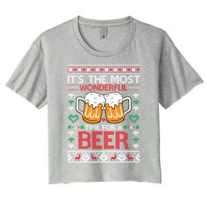 Wonderful Time Beer Ugly Christmas Sweaters Gift Women's Crop Top Tee