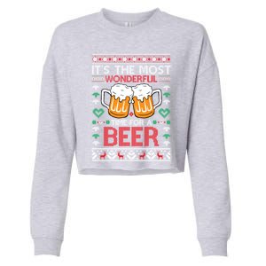 Wonderful Time Beer Ugly Christmas Sweaters Gift Cropped Pullover Crew