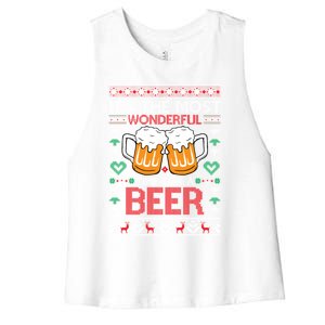 Wonderful Time Beer Ugly Christmas Sweaters Gift Women's Racerback Cropped Tank