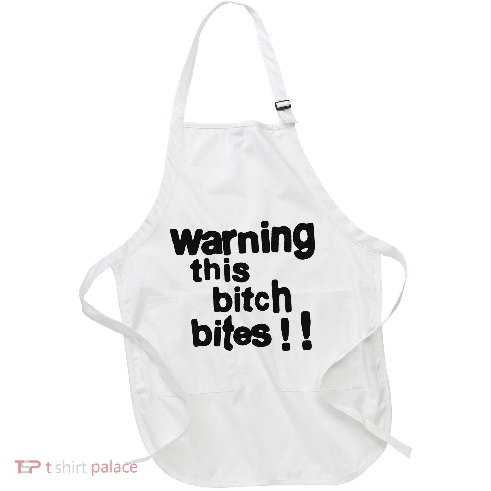 Warning This Bitch Bites Full-Length Apron With Pockets