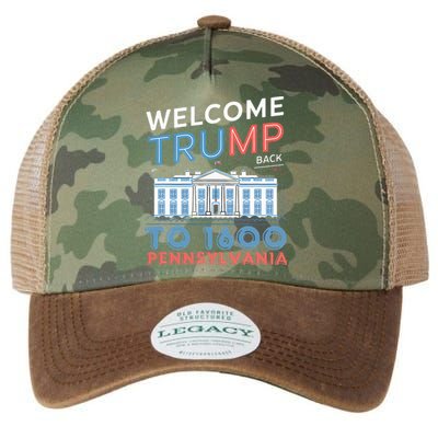 Welcome Trump Back To 1600 Pennsylvania Supporters Design Legacy Tie Dye Trucker Hat