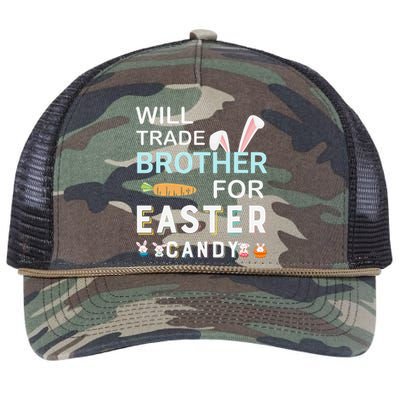 Will Trade Brother For Easter Candy Bunny Easter Day Retro Rope Trucker Hat Cap