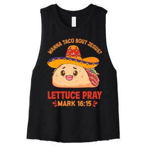 Wanna Taco Bout Jesus Cinco De Mayo Christian Women's Racerback Cropped Tank