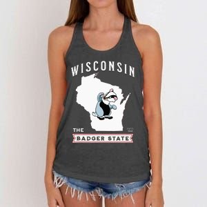 Wisconsin The Badger State Established 1848 Women's Knotted Racerback Tank