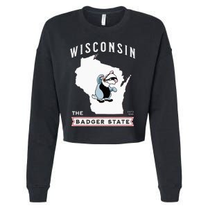 Wisconsin The Badger State Established 1848 Cropped Pullover Crew