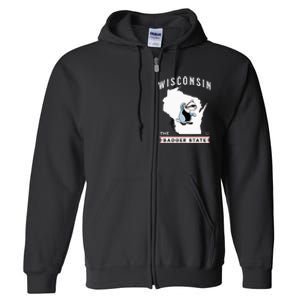 Wisconsin The Badger State Established 1848 Full Zip Hoodie