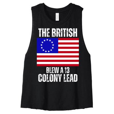 Withe The British Blew A 13 Colony Lead Women's Racerback Cropped Tank