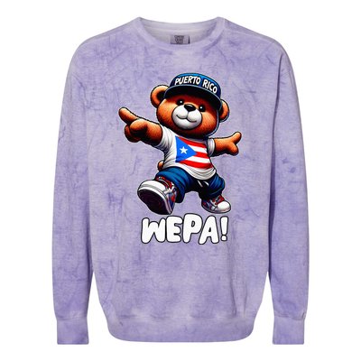 Wepa Teddy Bear Puerto Rico Flag Boricua Puerto Rican Colorblast Crewneck Sweatshirt