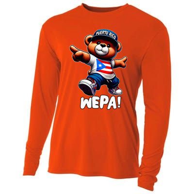 Wepa Teddy Bear Puerto Rico Flag Boricua Puerto Rican Cooling Performance Long Sleeve Crew