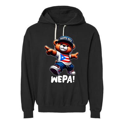 Wepa Teddy Bear Puerto Rico Flag Boricua Puerto Rican Garment-Dyed Fleece Hoodie