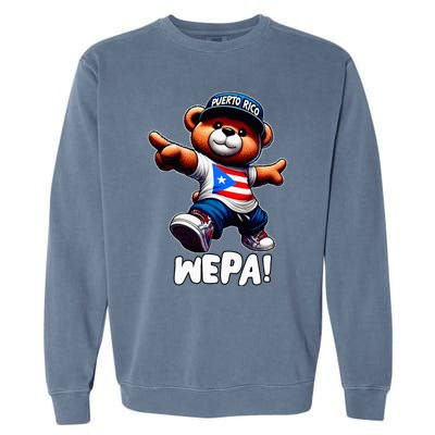 Wepa Teddy Bear Puerto Rico Flag Boricua Puerto Rican Garment-Dyed Sweatshirt