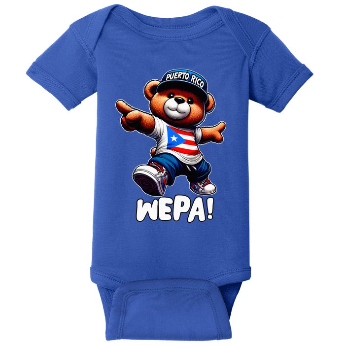 Wepa Teddy Bear Puerto Rico Flag Boricua Puerto Rican Baby Bodysuit