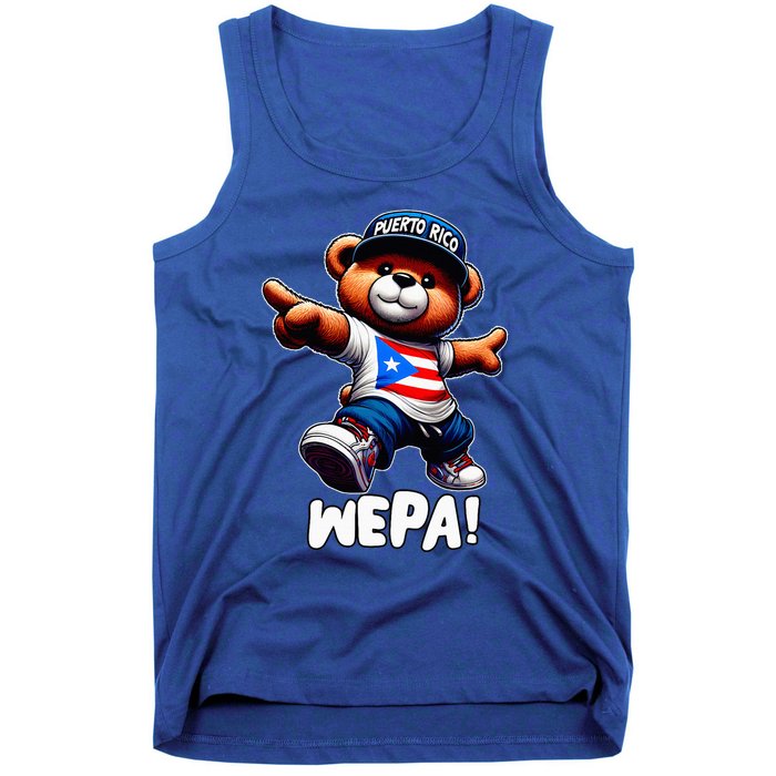 Wepa Teddy Bear Puerto Rico Flag Boricua Puerto Rican Tank Top