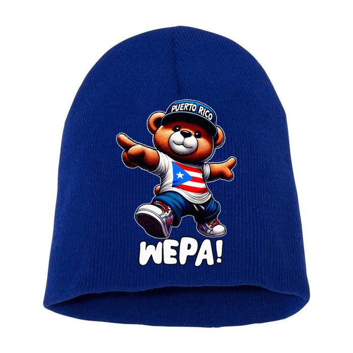 Wepa Teddy Bear Puerto Rico Flag Boricua Puerto Rican Short Acrylic Beanie