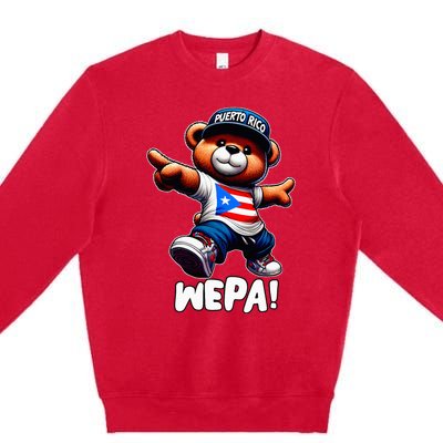 Wepa Teddy Bear Puerto Rico Flag Boricua Puerto Rican Premium Crewneck Sweatshirt