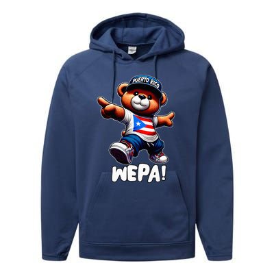 Wepa Teddy Bear Puerto Rico Flag Boricua Puerto Rican Performance Fleece Hoodie