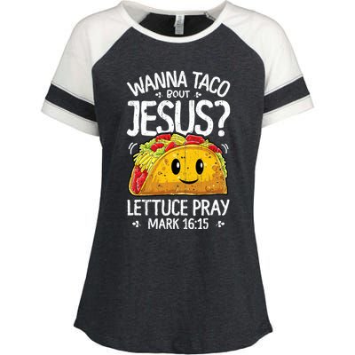 Wanna Taco Bout Jesus Cinco De Mayo Enza Ladies Jersey Colorblock Tee