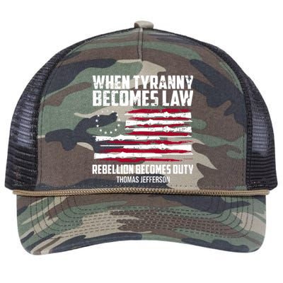 When Tyranny Becomes Law Rebellion Becomes Duty Thomas Jefferson Retro Rope Trucker Hat Cap