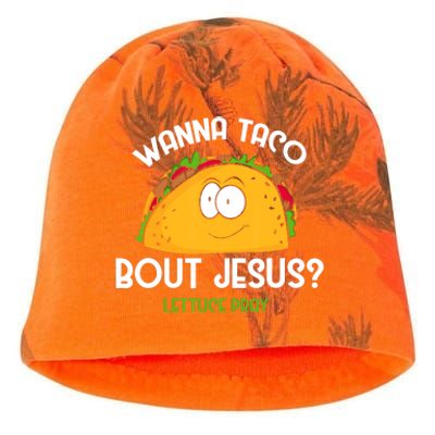 Wanna Taco Bout Jesus Lettuce Pray Funny Taco Gift Kati - Camo Knit Beanie