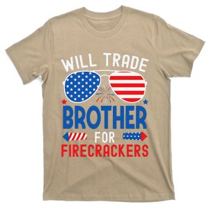 Will Trade Brother For Firecrackers Funny 4th Of July T-Shirt