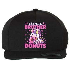 Will Trade Brother For Donuts Funny Cute Unicorn Donut Lover Wool Snapback Cap