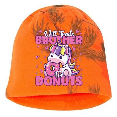 Will Trade Brother For Donuts Funny Cute Unicorn Donut Lover Kati - Camo Knit Beanie