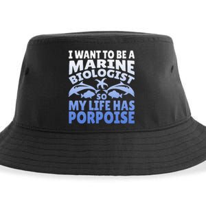 Want To Be Marine Biologist So My Life Has Porpoise Design Sustainable Bucket Hat